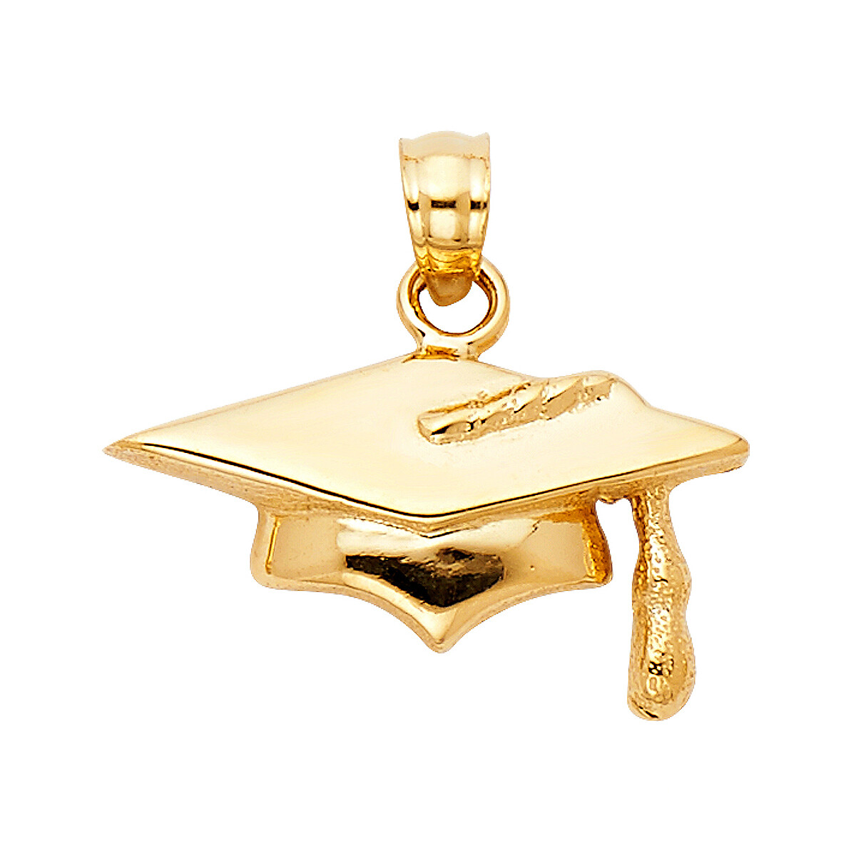 GOLD – 14K Yellow Gold Graduation Hat Charm Pendant For Necklace or Chain
