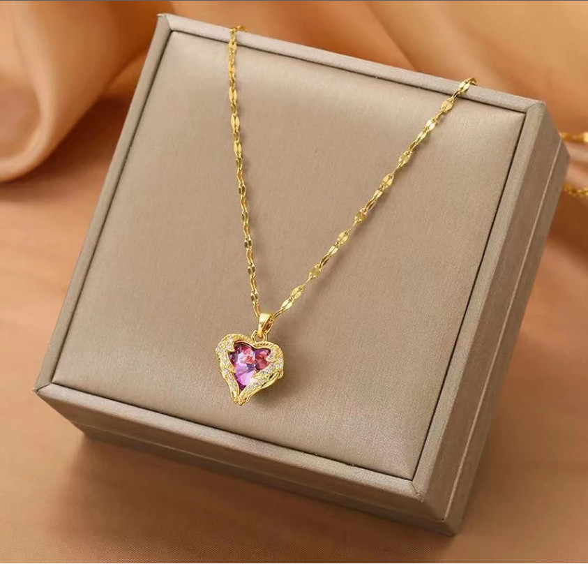 Luxury Heart Necklace/Pendant/Jewelry Korean Fashion Stainless Steel + 18 k Gold