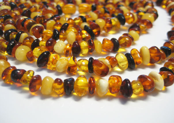 Genuine Elegant Beautiful Multicolor Baltic Amber Necklace 57 in 145 cm !!!