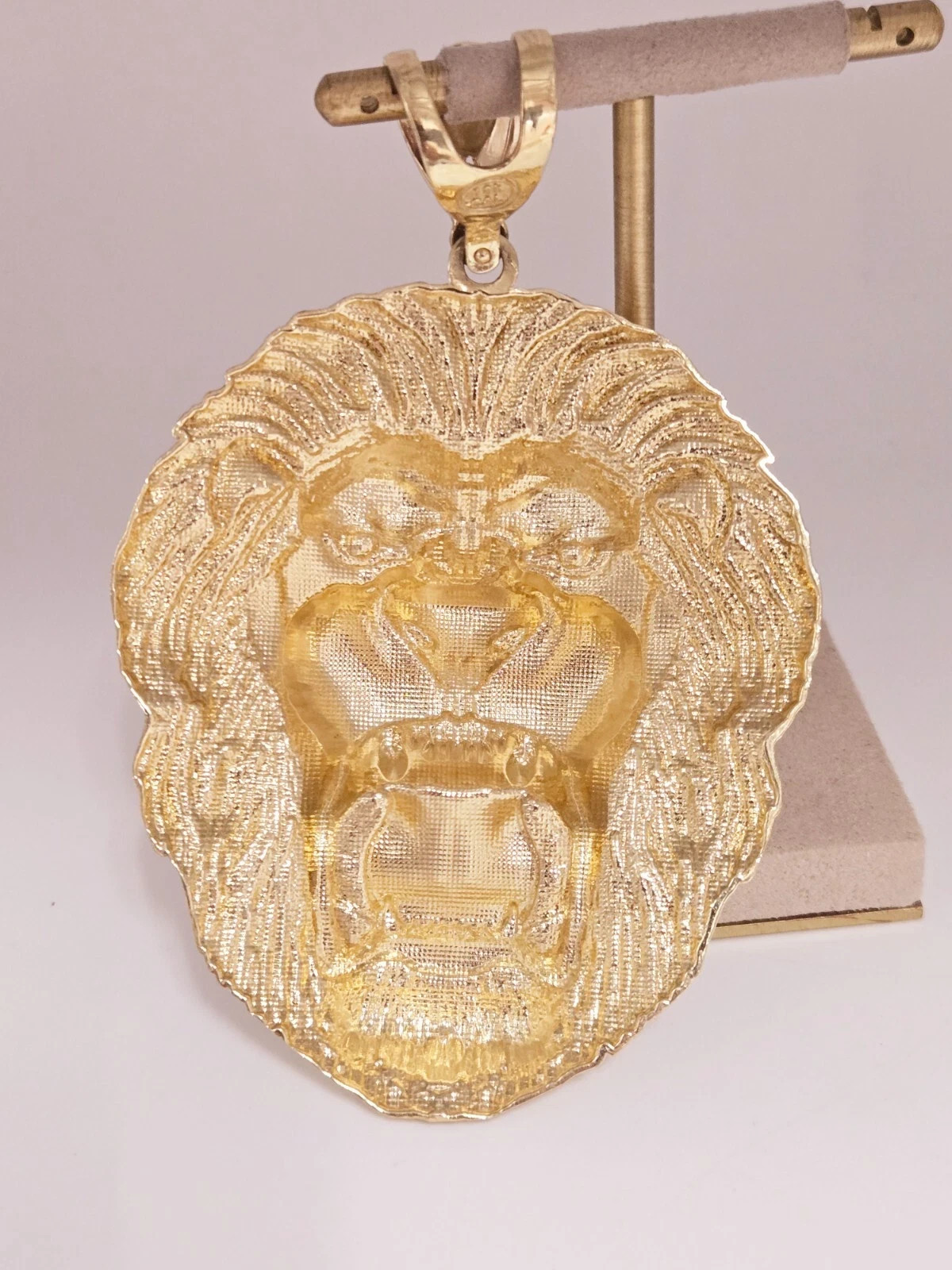 Lion Head Pendant 10k Gold Men Charm Hip Hop Jewelry King Face 10kt Yellow Gold