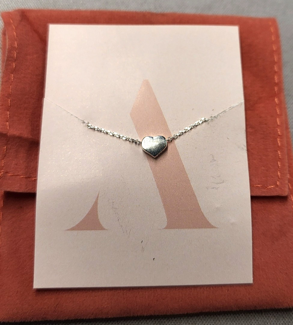 Annika Bella Dainty Sterling Silver Heart Necklace 15″+2.25″