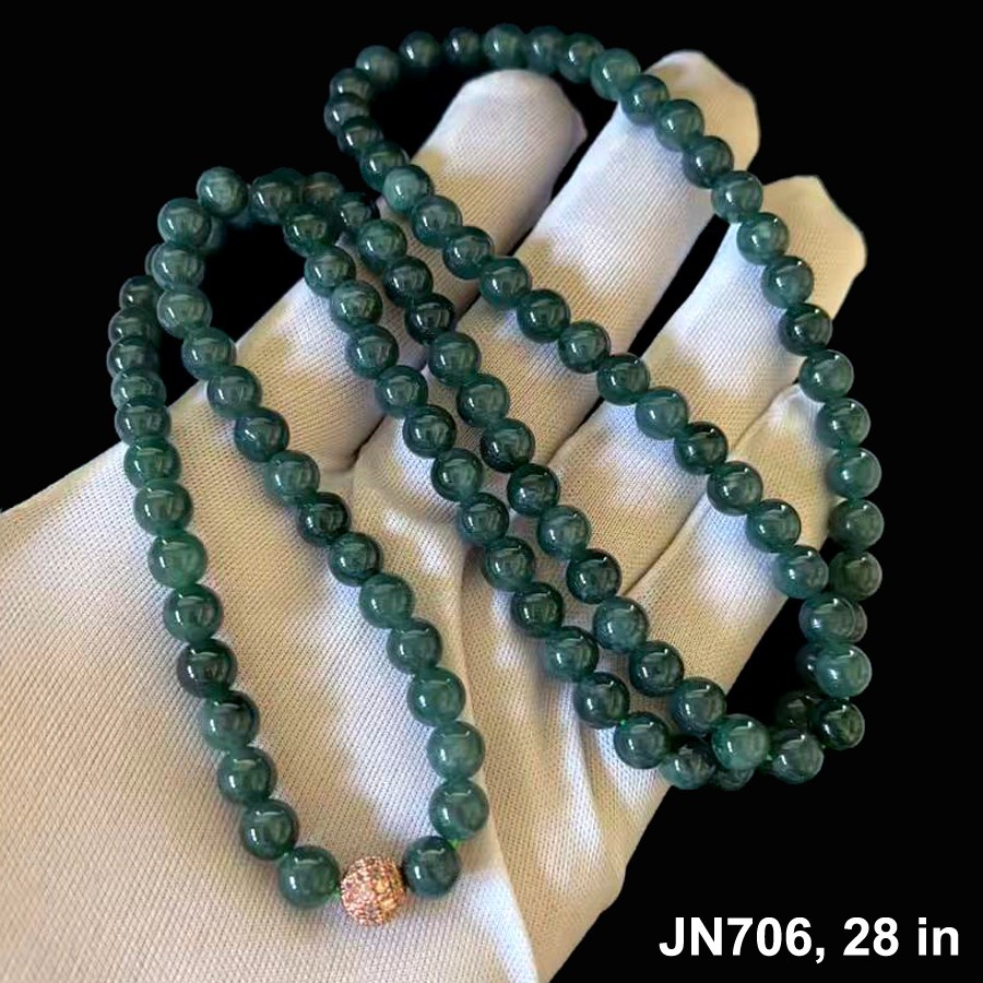 Natural Hi-grade Jade Jadeite Beads Bracelet , Width 7 mm, Length 28,29 inch