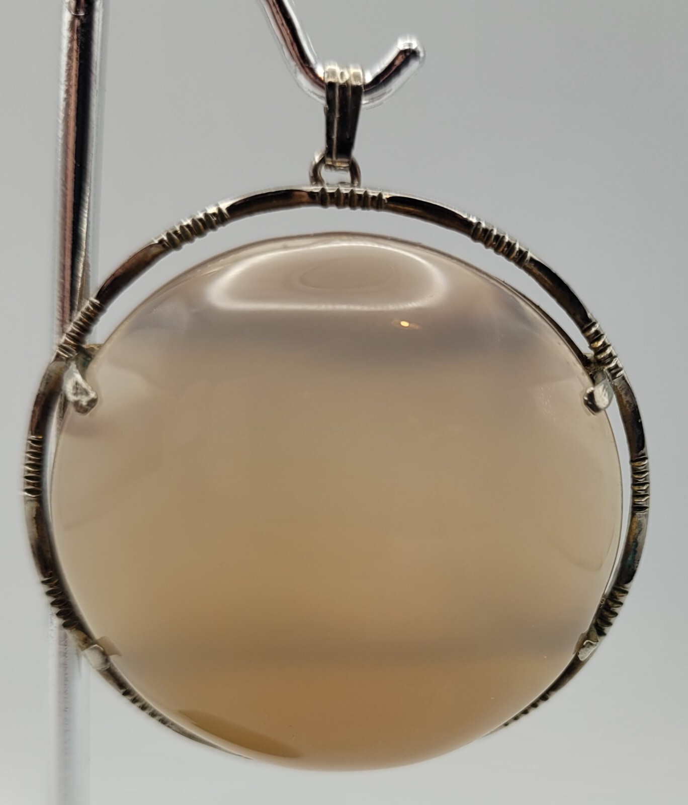 Vintage Rose Agate Round Prong Set Dual Pendant & Pin, Unbranded