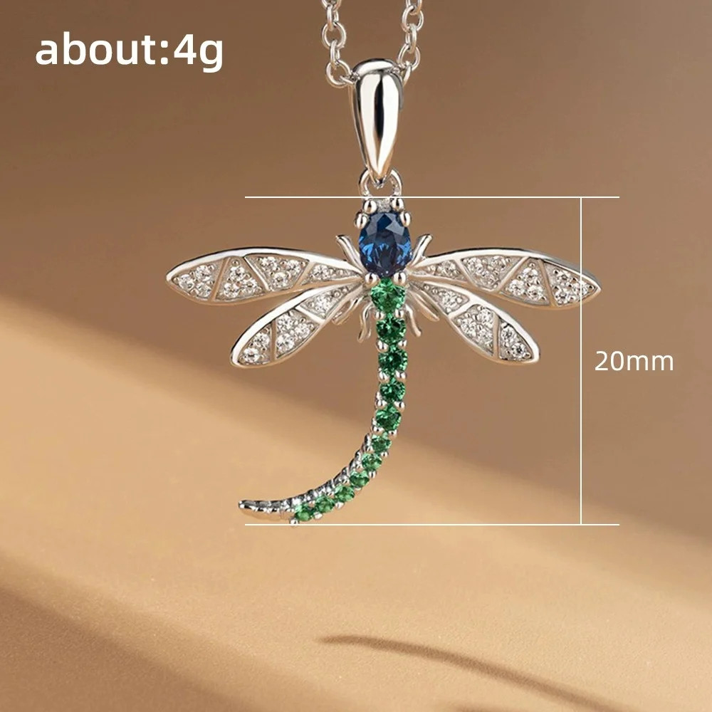 New 925 Sterling Silver Fashion Pendant Chain Excellent Dragonfly Necklace Gift