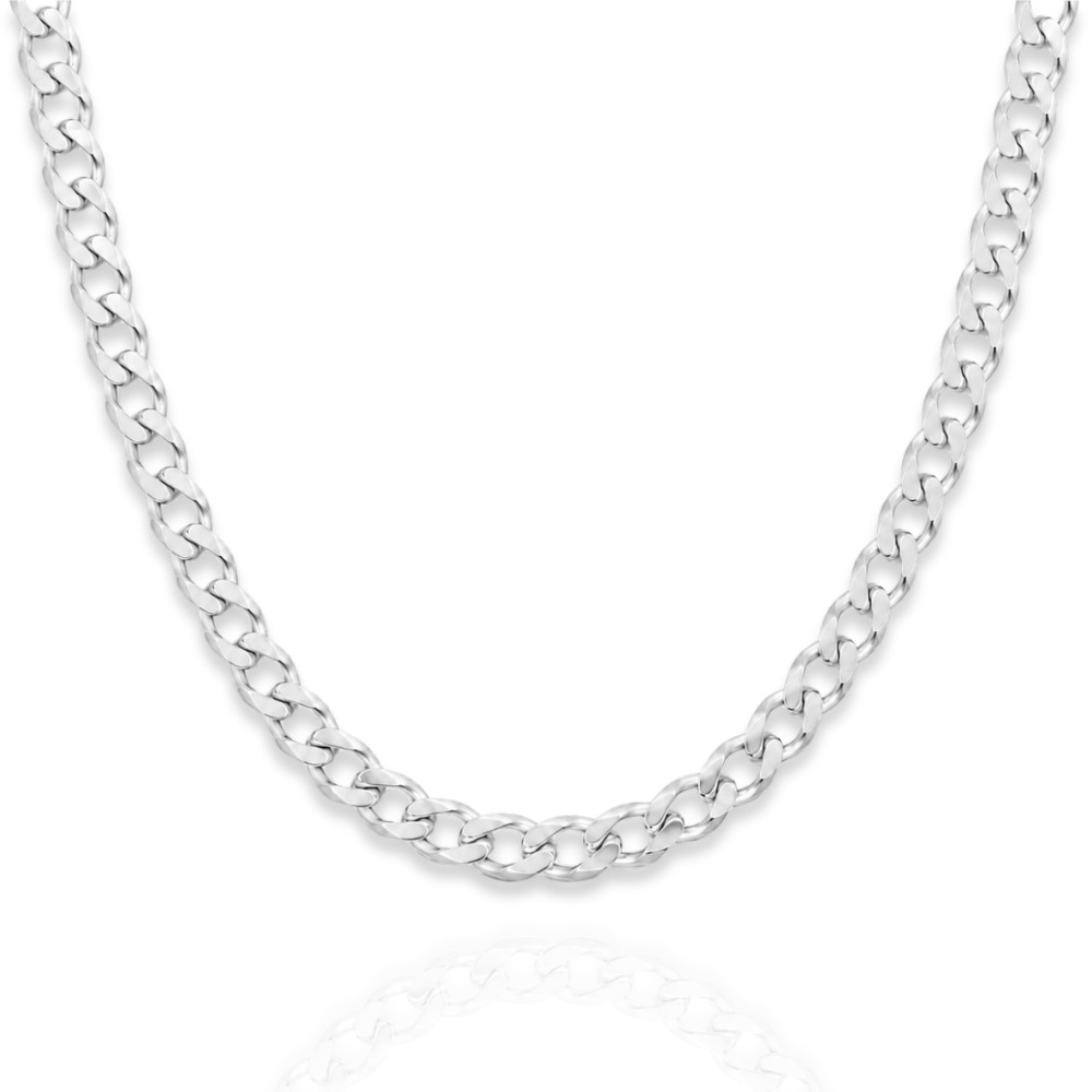925 Sterling Silver Beveled Curb Chain Necklace – 6.6mm
