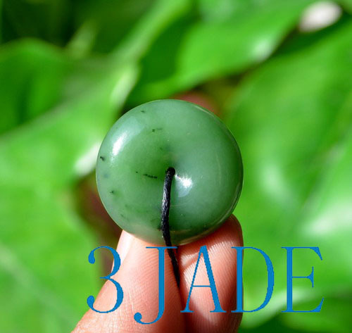 26mm Natural Green Nephrite Jade Donut / Disc Bead / Circle Pendant / Necklace