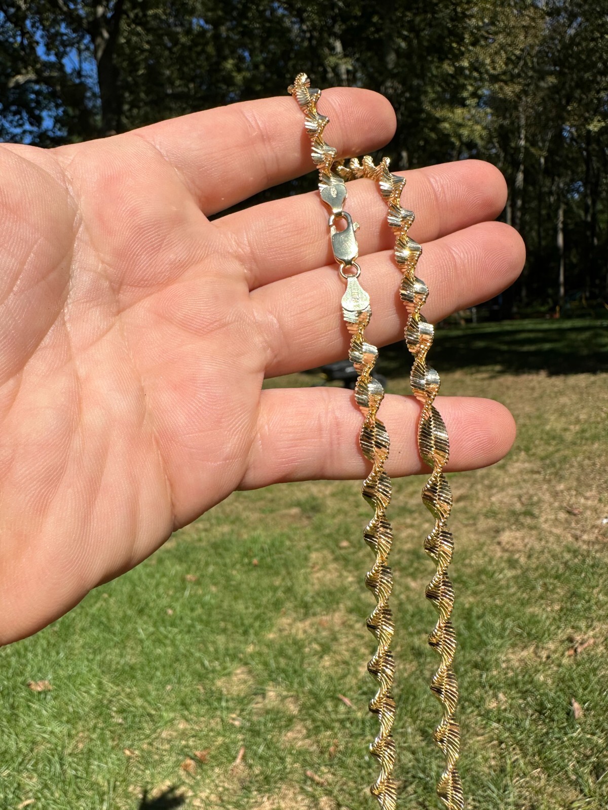 Real 14k Yellow Gold Vermeil 925 Silver 6mm Loose Singapore Rope Chain Necklace