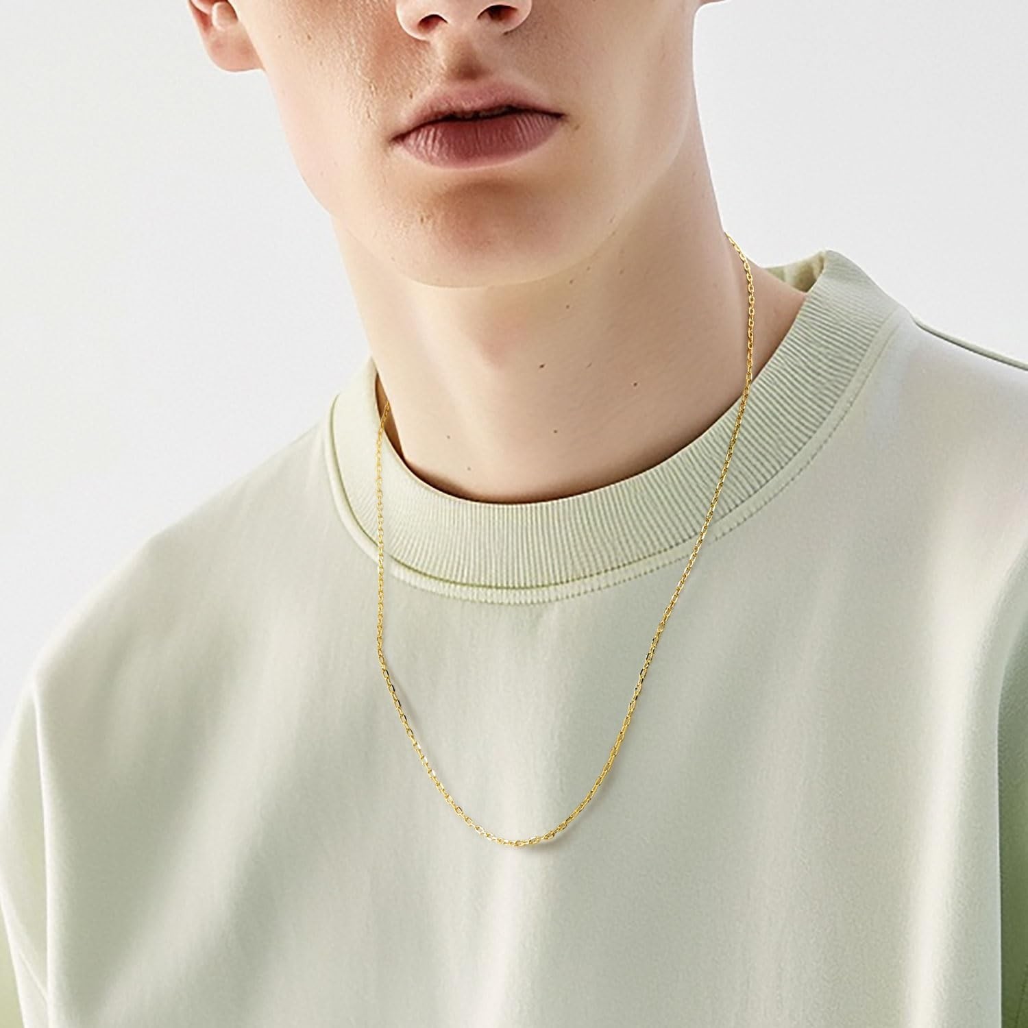 14K Gold Paperclip Chain Necklace for Women & Men – Minimalist Aesthetic Jewelry