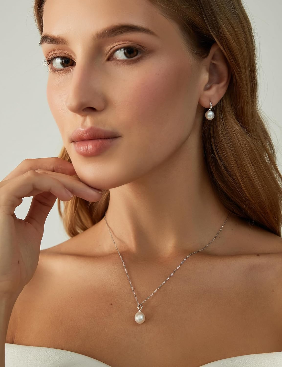 Pearl Necklaces for Women Trendy 925 Sterling Silver Freshwater Cultured Single