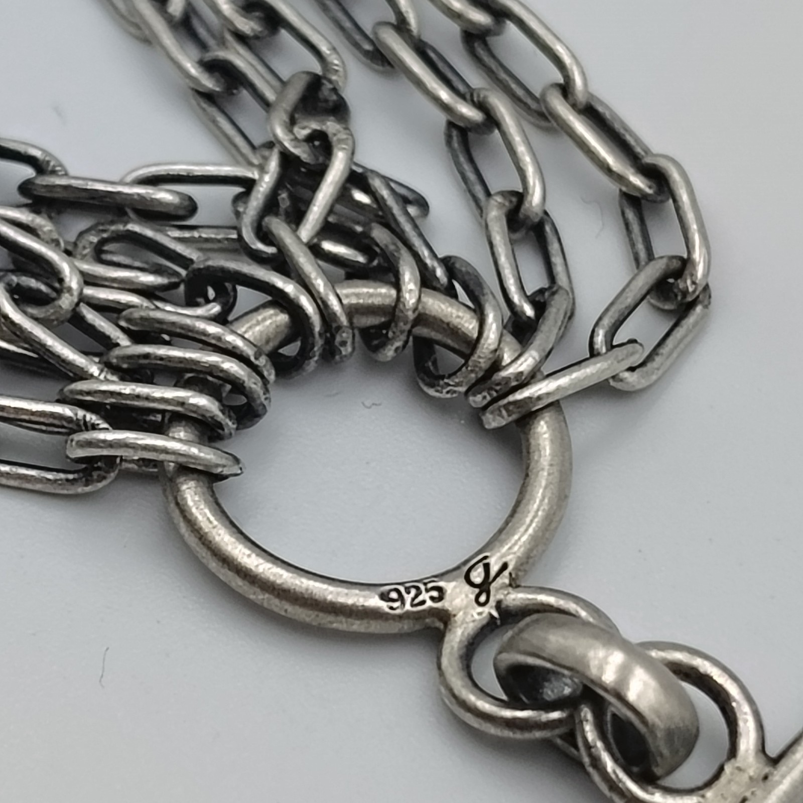 Samuel B Behnam Sterling Silver 925 10 Strand Paper Clips Link Necklace 20″