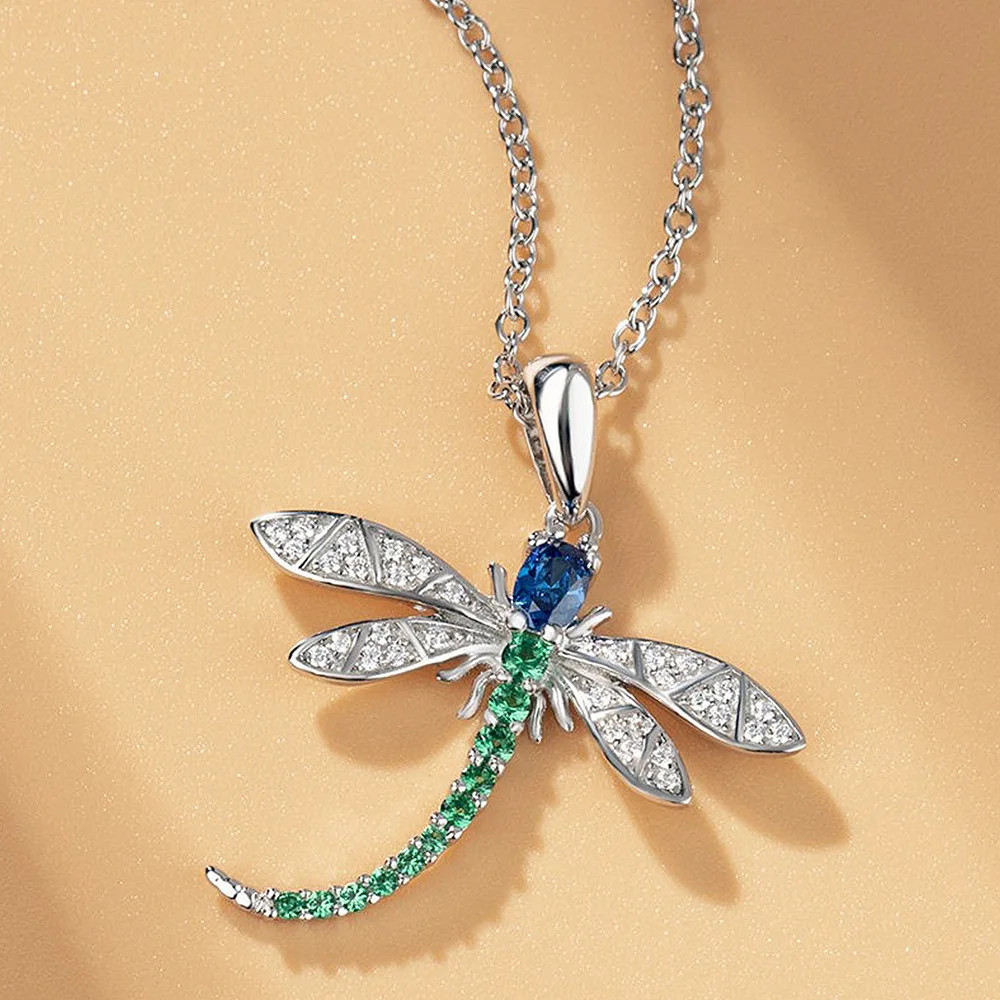 New 925 Sterling Silver Fashion Pendant Chain Excellent Dragonfly Necklace Gift