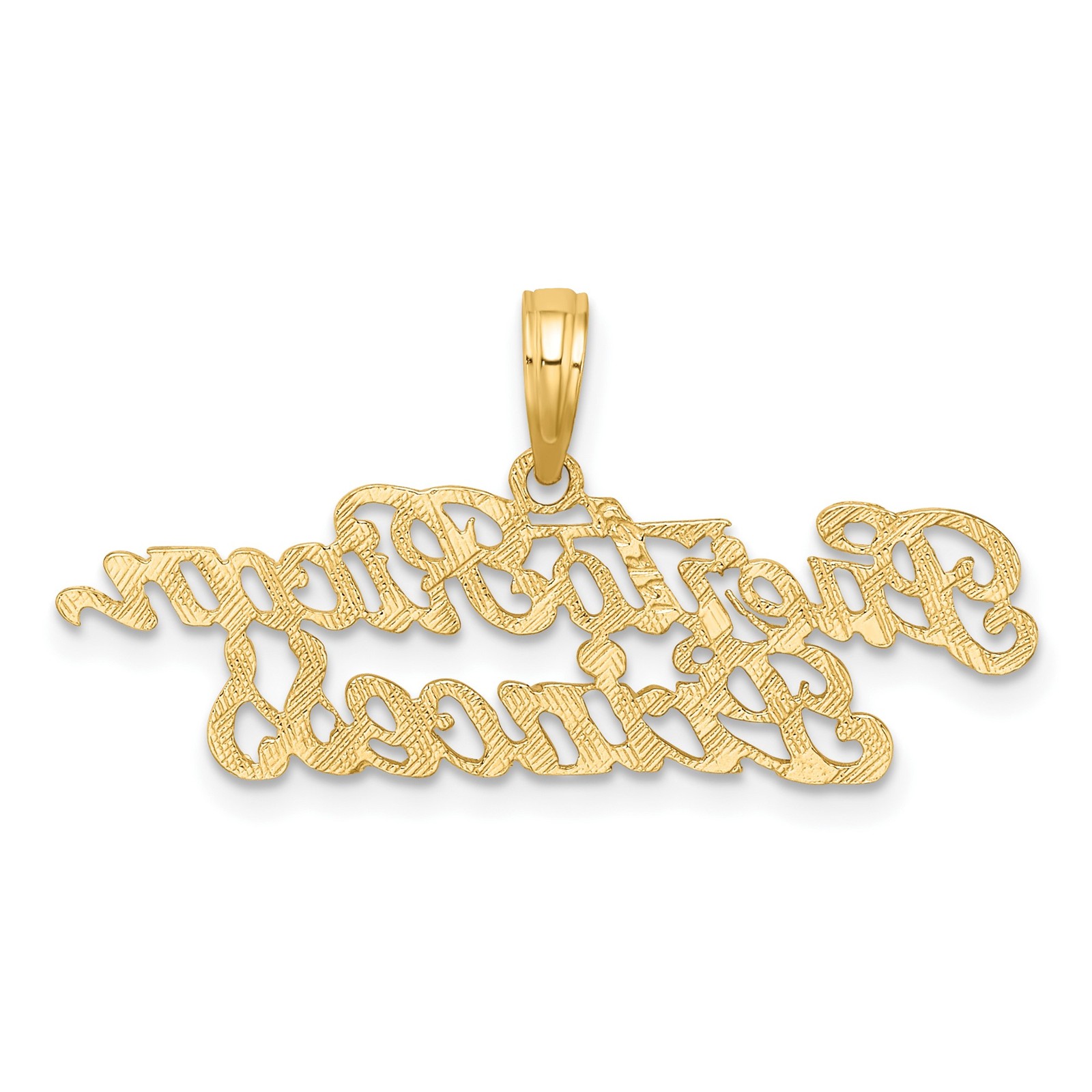 10K Yellow Gold Solid Puerto Rican Princess Script Pendant Charm 33mm