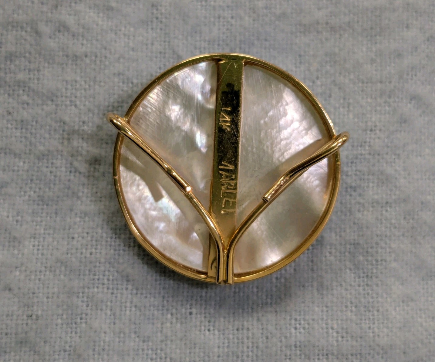 Vtg Mabe Pearl 14K Enhancer Pendant 26mm By Marley Of Pikesville MD