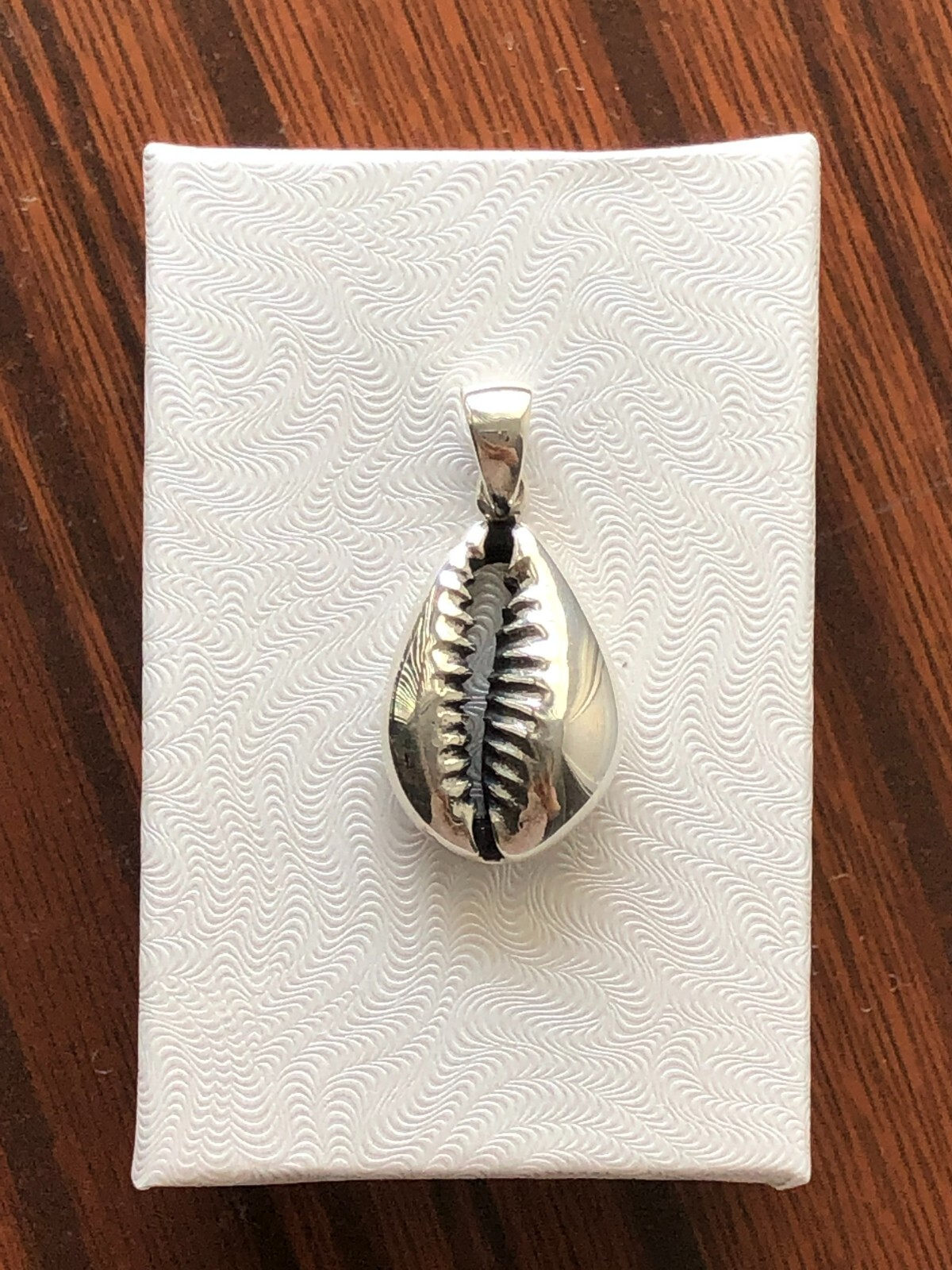 Cowry Cowrie Shell Pendant 925 Sterling Silver Heavy Beach Charm 21mm (30mm)