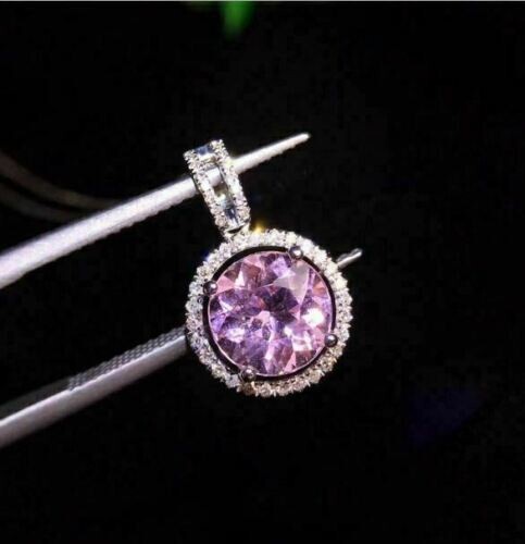 2Ct Lab-Created Pink Diamond Pendant 14K White Gold Plated 18” Free Chain