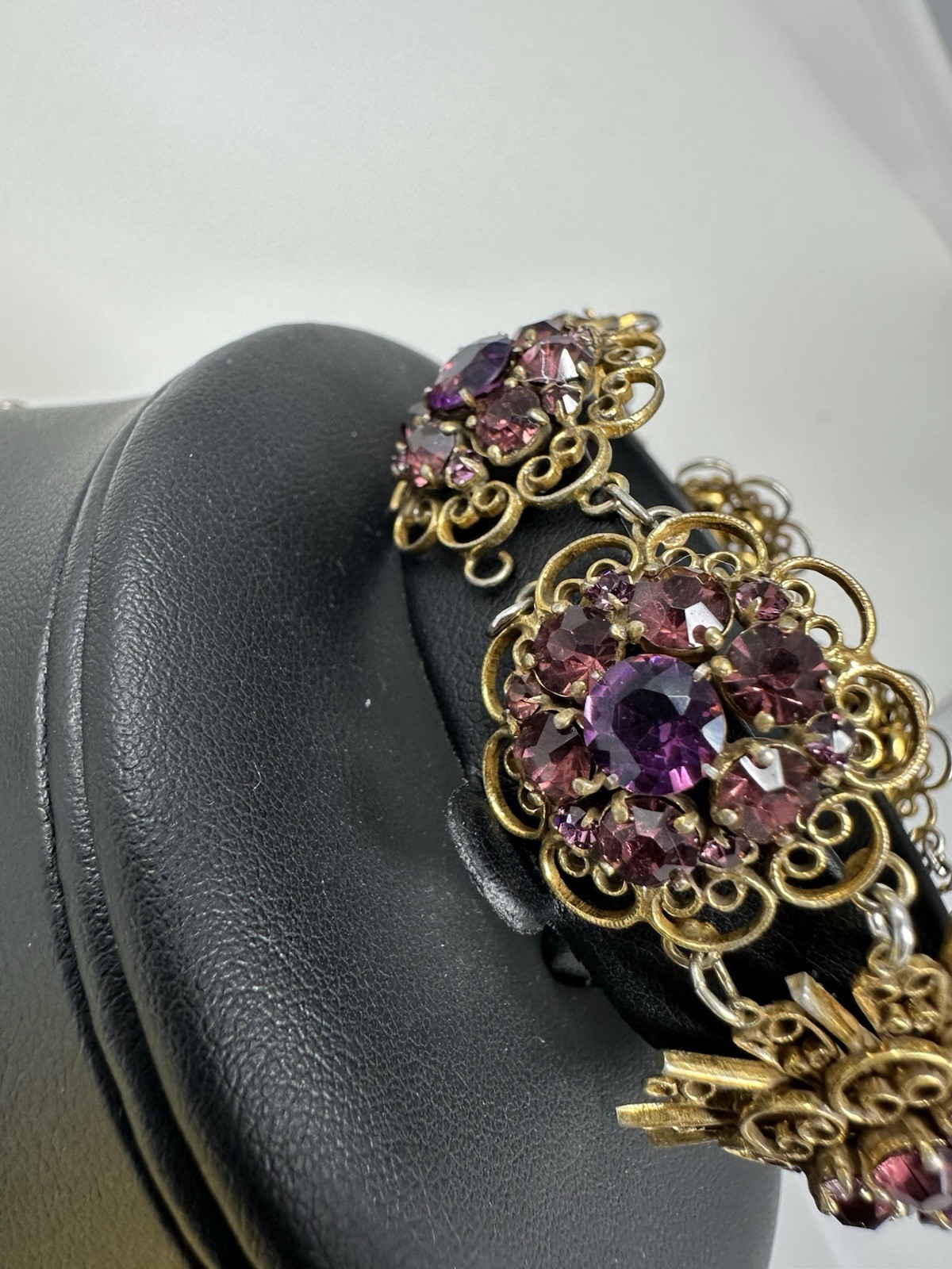 Sterling Silver Amethyst Floral Choker Necklace Bracelet Earrings Set 60g 16” 6”