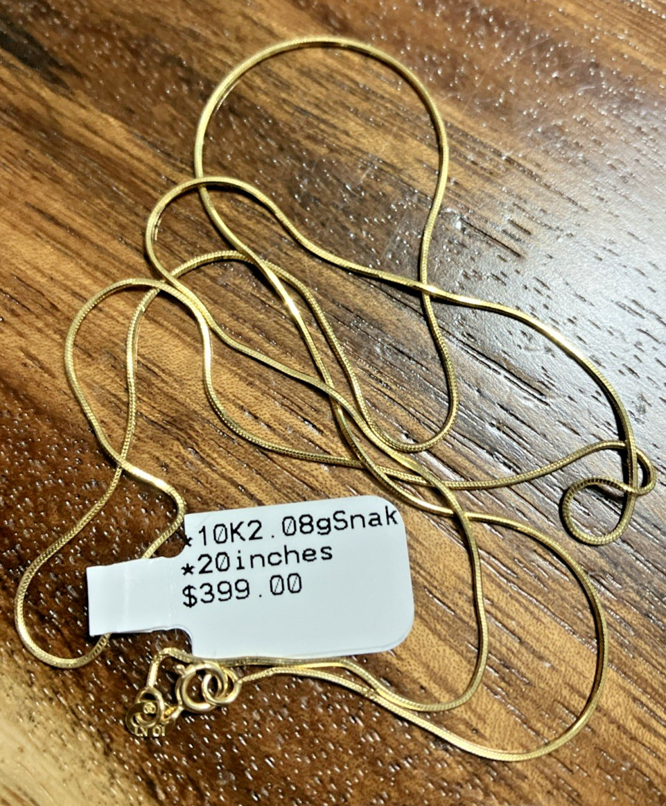 10kt Real Gold Snake Chain Necklace 2grams 20” Brand New with Imperfections 10K