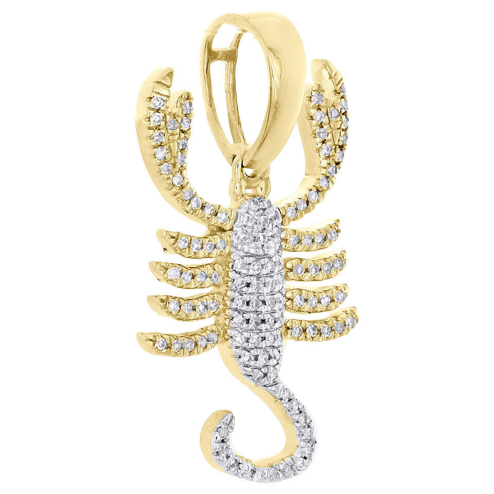 0.30 Ct Certified Diamond Horoscope Scorpio Sign Pendant Chain 10K Yellow Gold