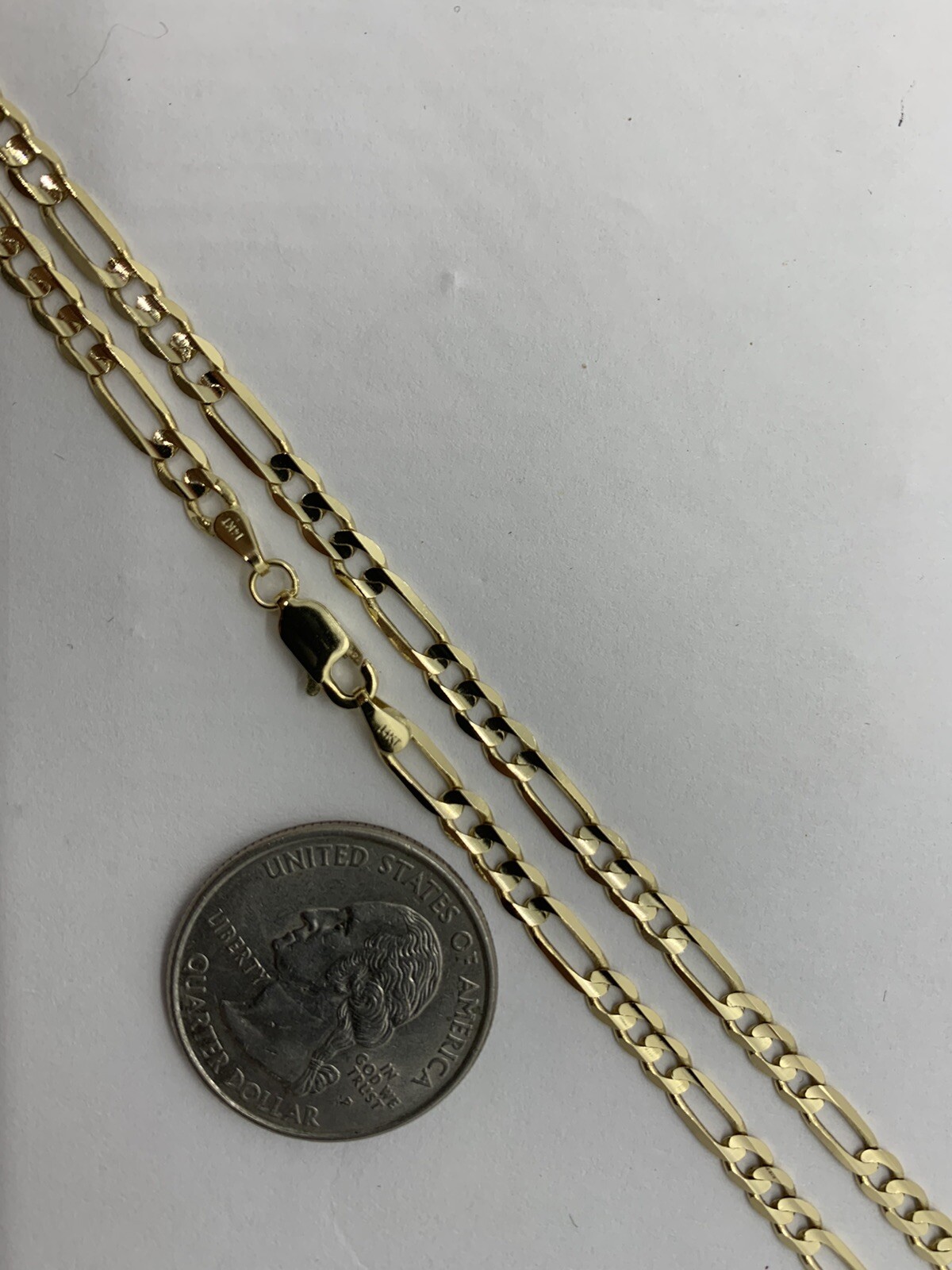14K Solid Gold Figaro Link Chain Necklace Men”s Women’s 4mm 18″-26″
