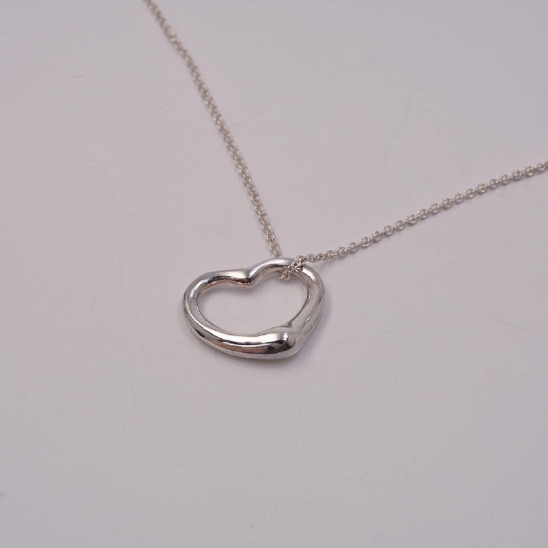 Tiffany & Co. Open Heart Necklace Silver 925 Women Used B Open Heart Design