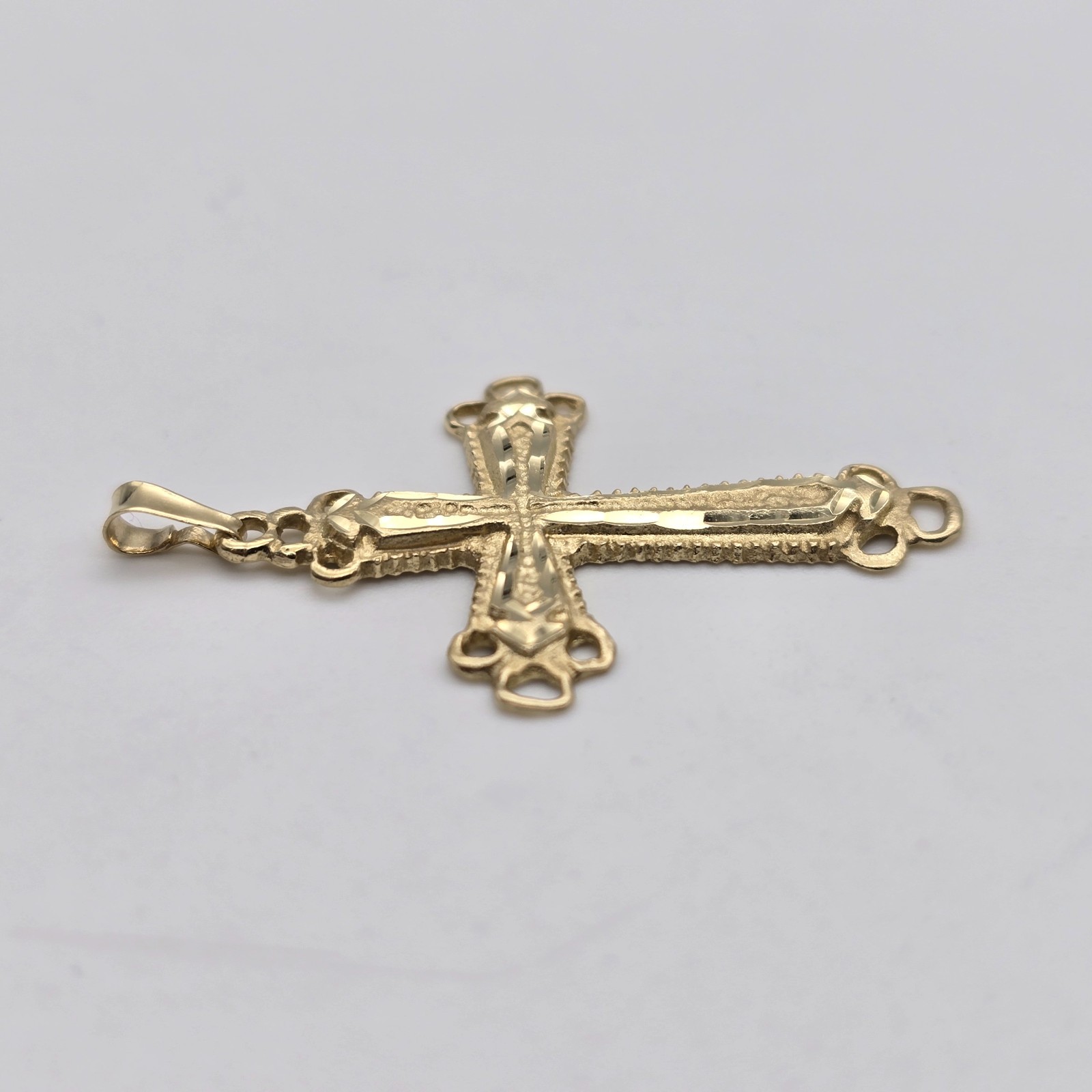 Vintage 14k Gold Diamond Cut, Religious Orthodox Cross Pendant