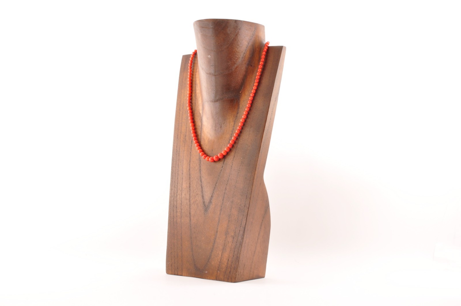 925 silver clasp, red coral undyed Rosary-style necklace (67.5ct) Certification.
