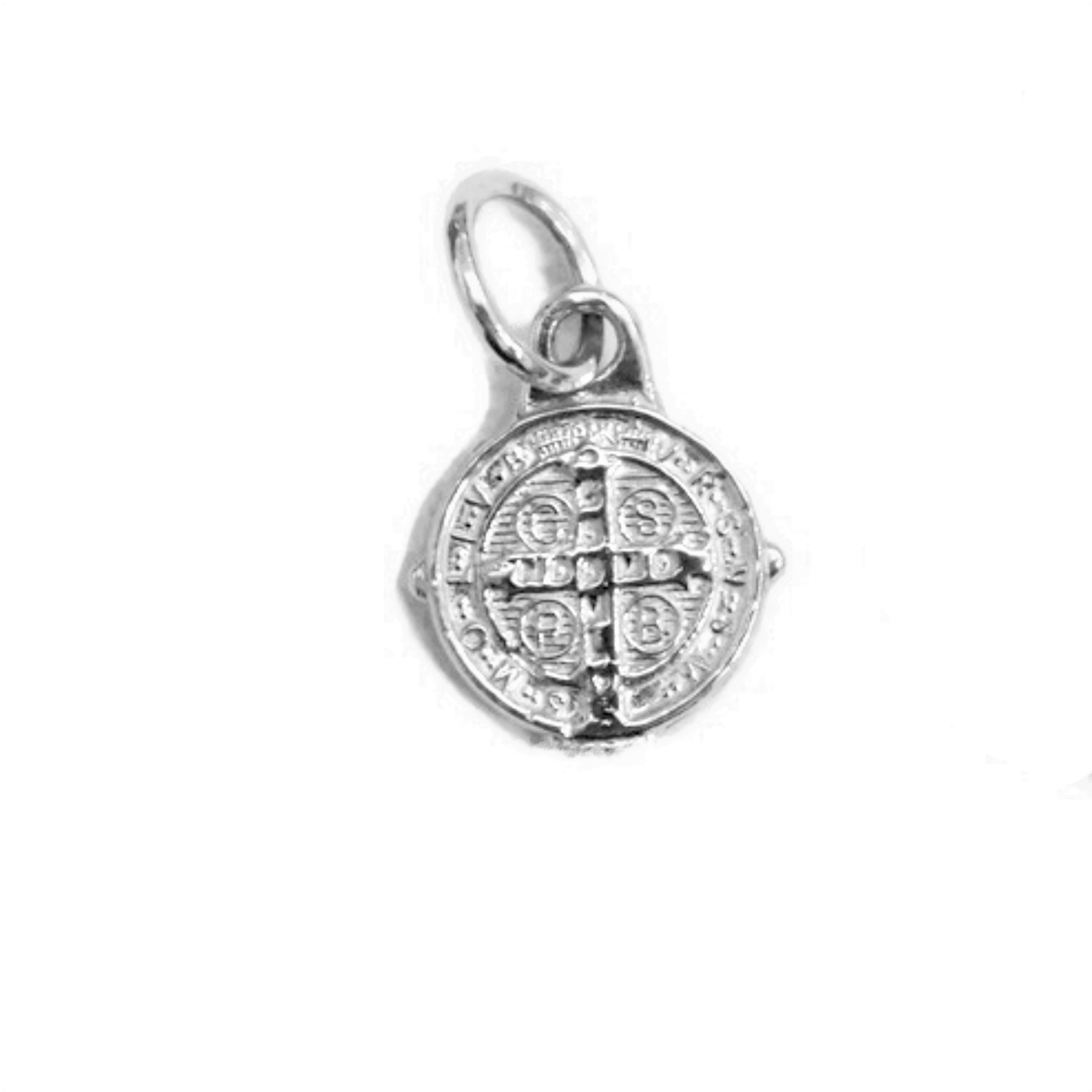 Saint Benedict Small Medal (San Benito) Charm Pendant .925 Sterling Silver!!