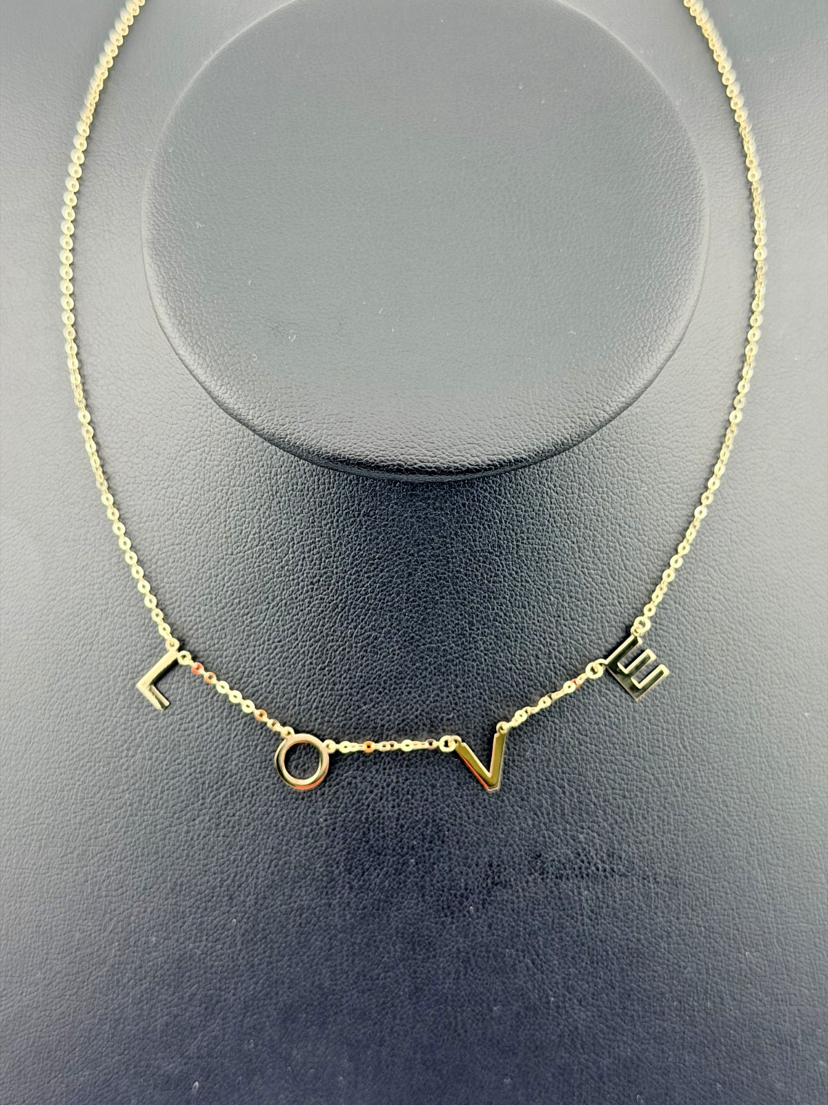 14 K Yellow Gold LOVE Necklace with 17″+1 ” Extension