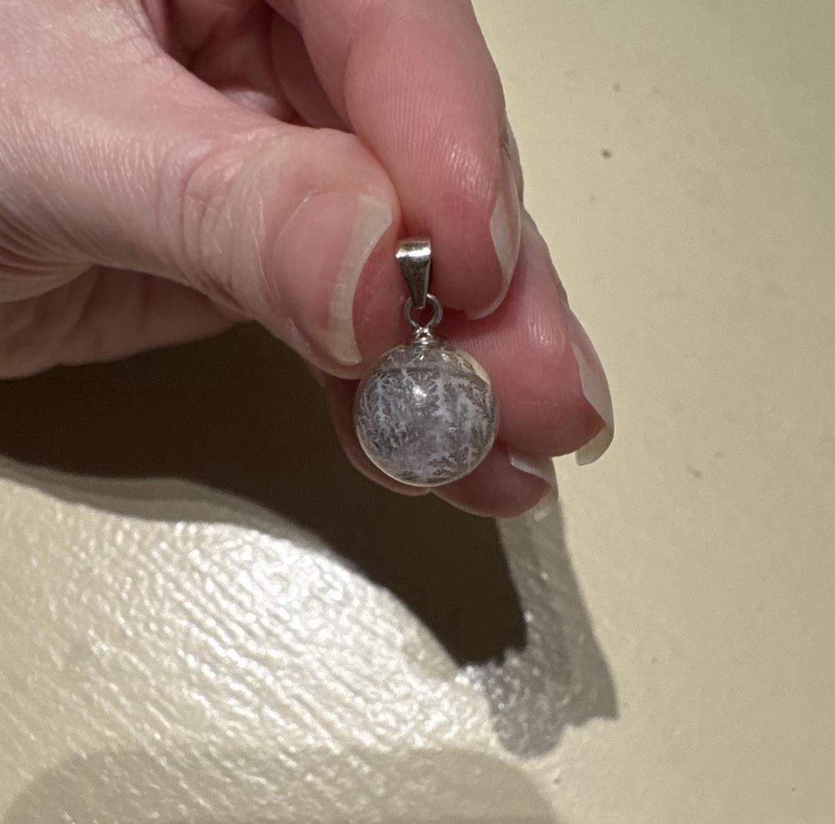 Sterling Silver 925 Dendritic Agate Globe/Sphere Pendant