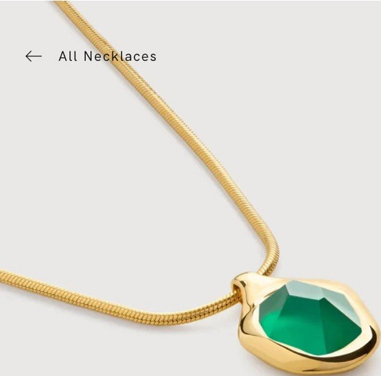 Monica Vinader Odyssey Gemstone Chain Necklace 18k Gold Vermeil & Green Onyx