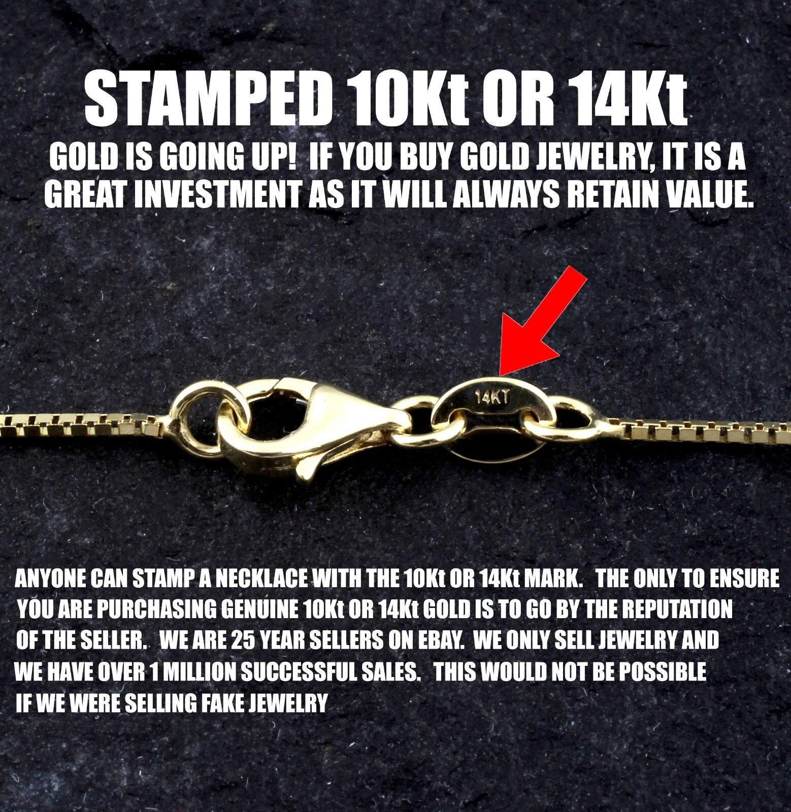 Guaranteed 10K or 14K Gold Box Chain Necklace Two Sizes – All Lengths
