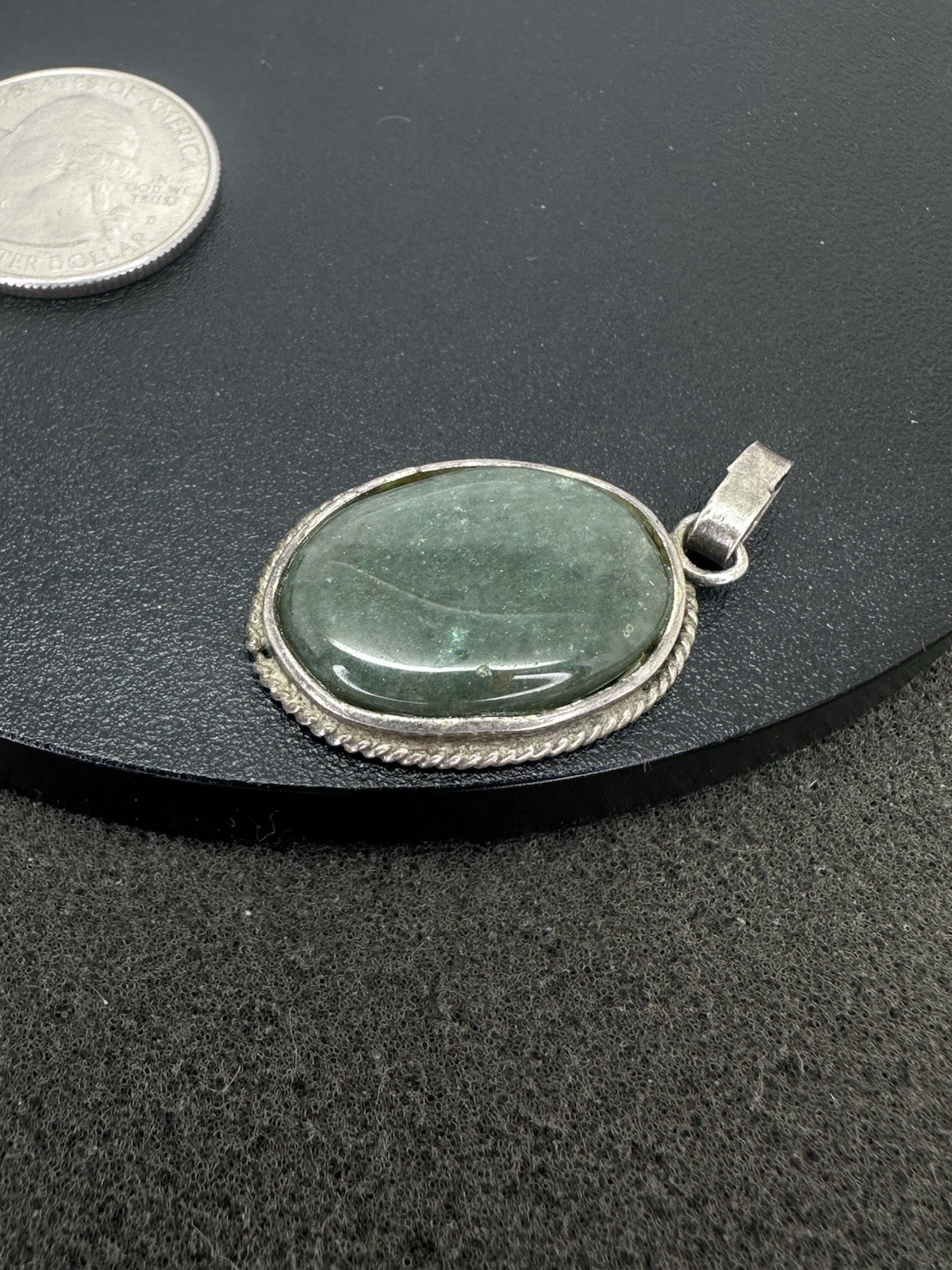 Sterling Silver Stone Pendant Unknown Stone Green