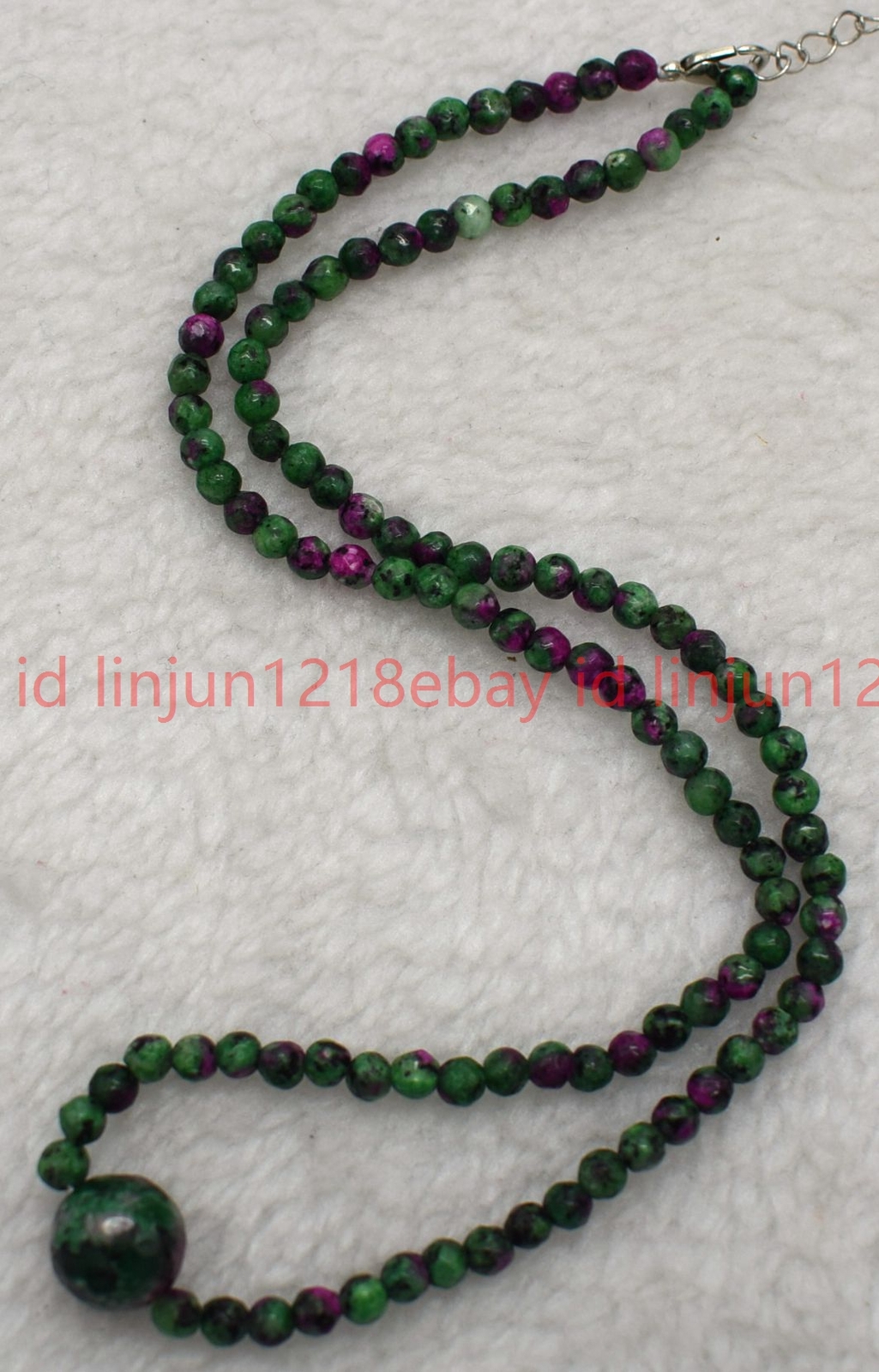 Natural 4mm Faceted Red Green Zoisite Round Gemstone Beaded Necklace 16-28in