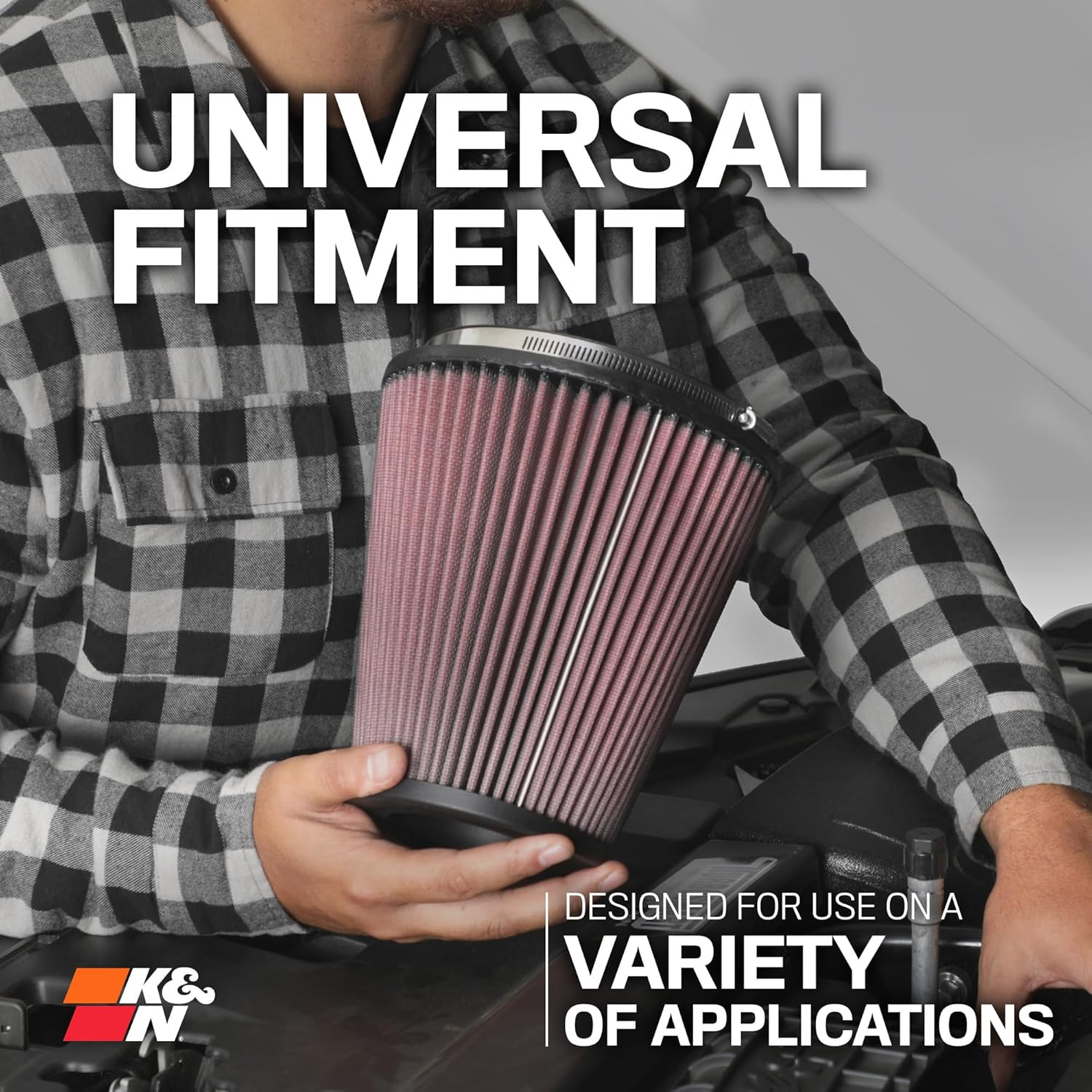 K&N High-Flow Original Lifetime Universal Clamp-On Air Filter: High Performance,