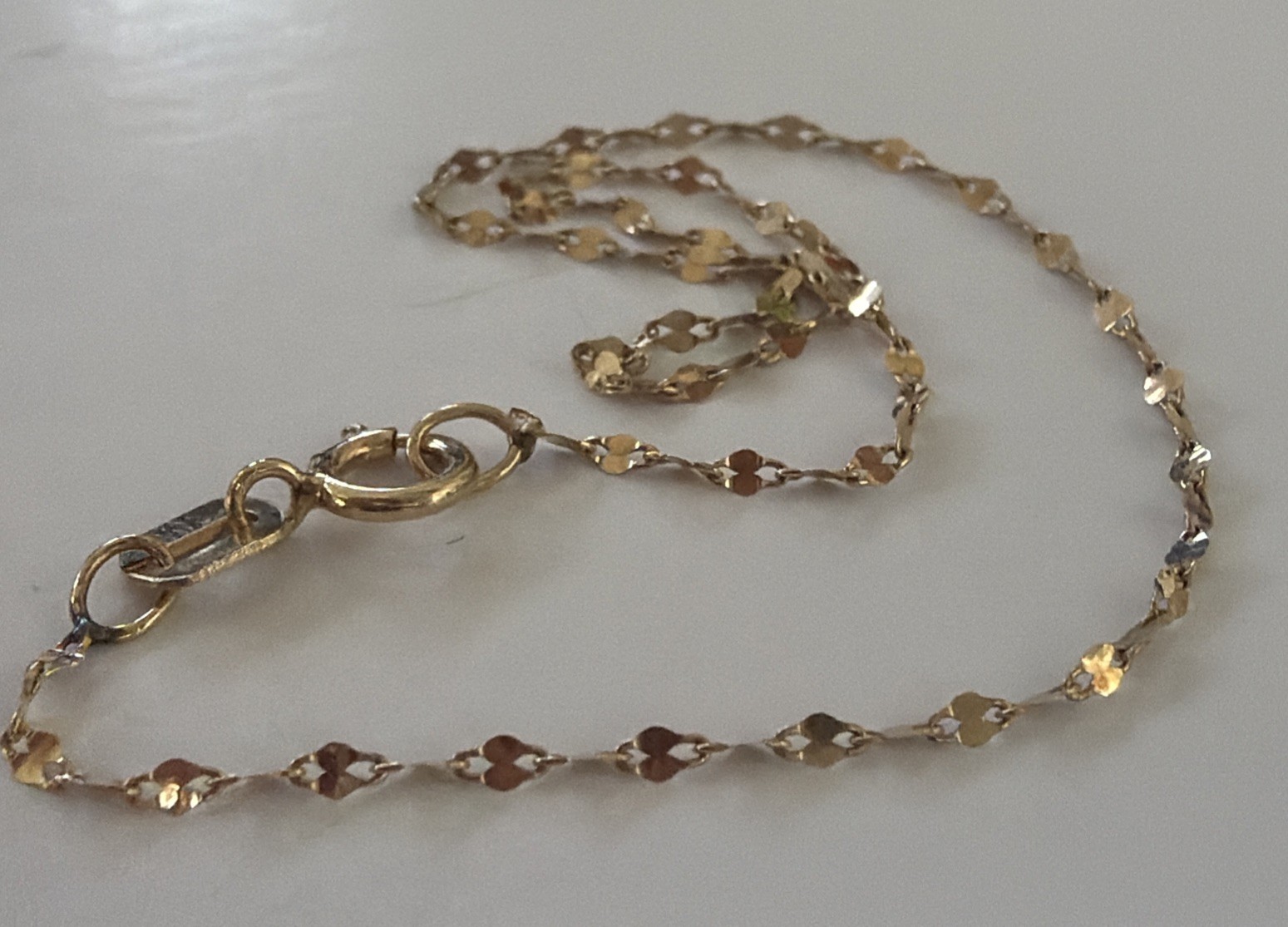 10k Mirror Link Dainty Chain Bracelet 6 7/8″