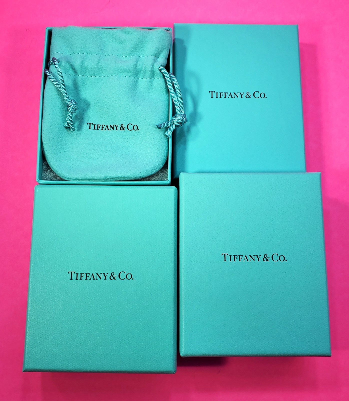 (3) Tiffany & Co Blue Empty Jewelry Boxes w/Original Cotton 3×4