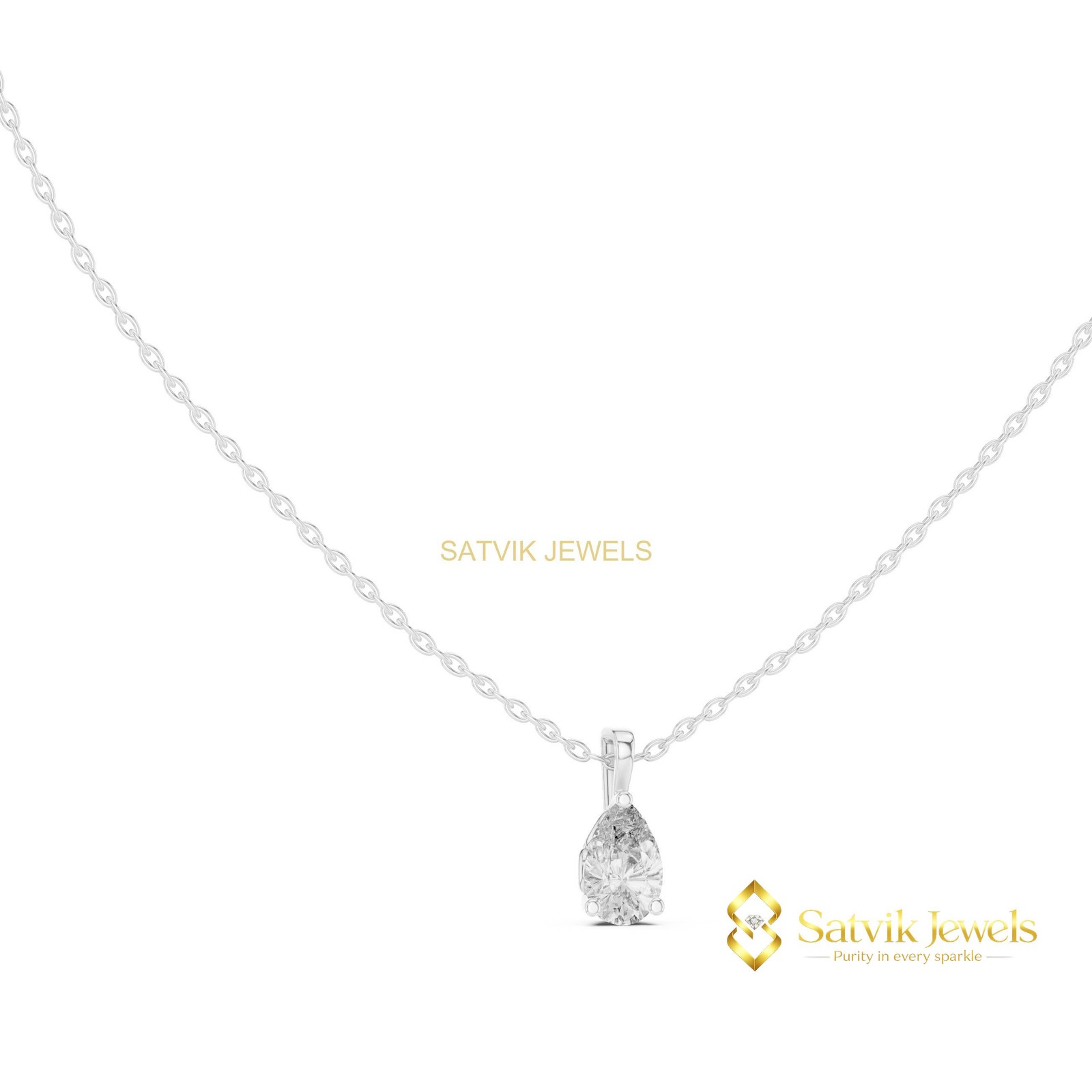 VS1/E Lab Grown/CVD 1Ct Diamond Anniversary Bridal Pendant 10K Gold IGI Pear Cut