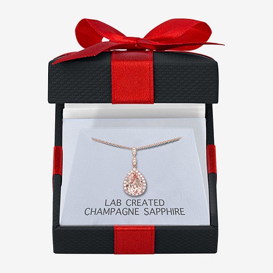 Yes, Please Women’s Lab Created Pink Sapphire 14K Rose Gold Over Silver Necklace