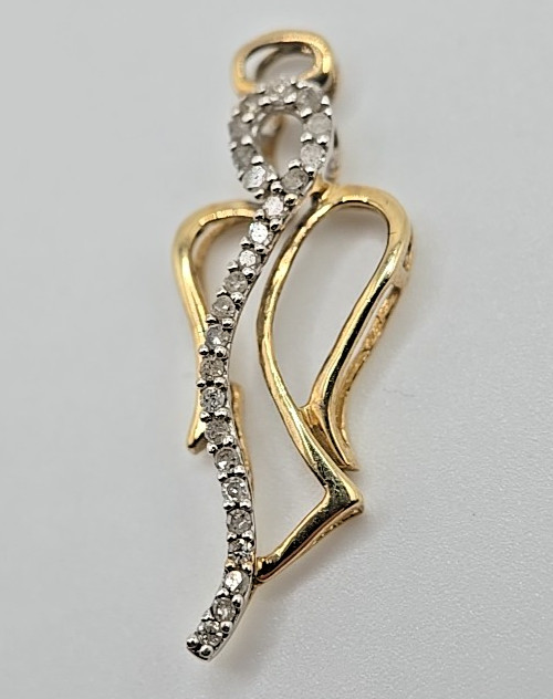 Vtg Heng Ngai 10k Yellow Gold Diamond Angel Pendant 1.54g Two-Tone Signed HN