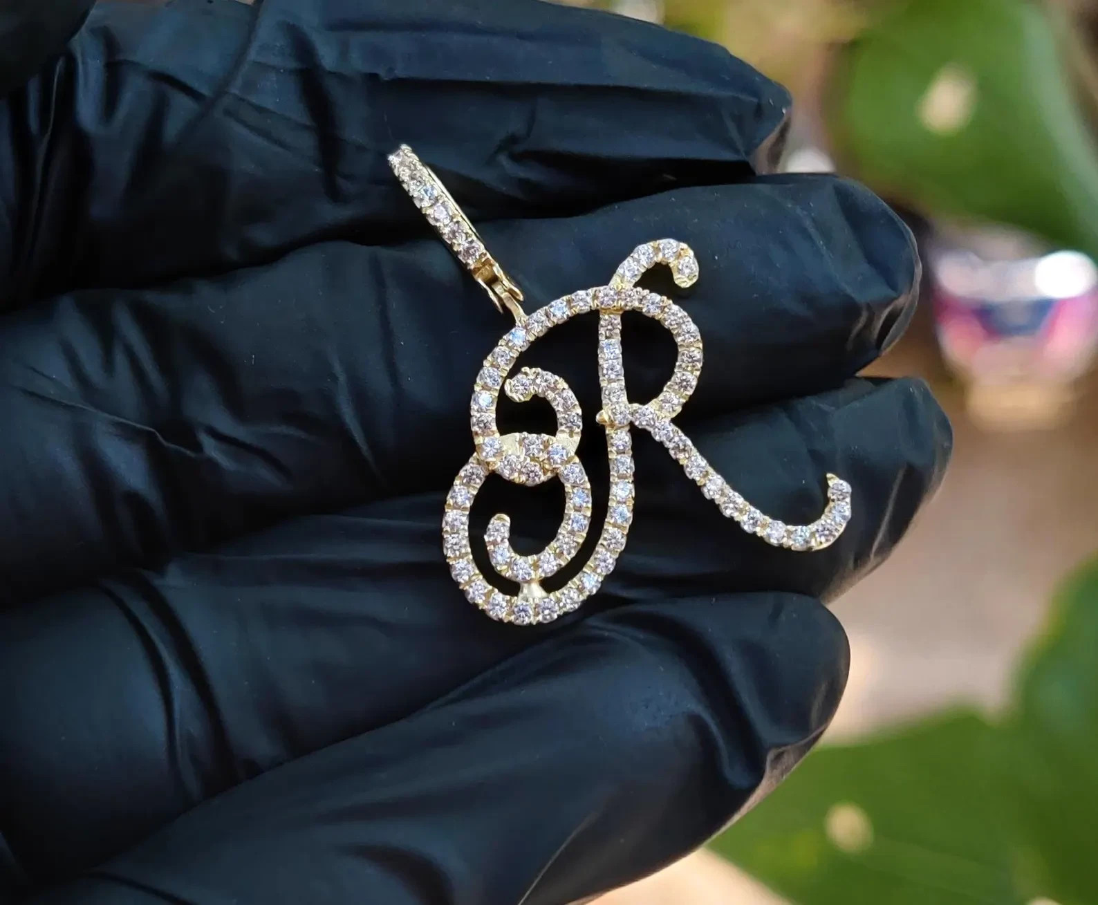 3Ct Round Lab-Created Diamond Initial “R” Letter Pendant 14K Yellow Gold Plated