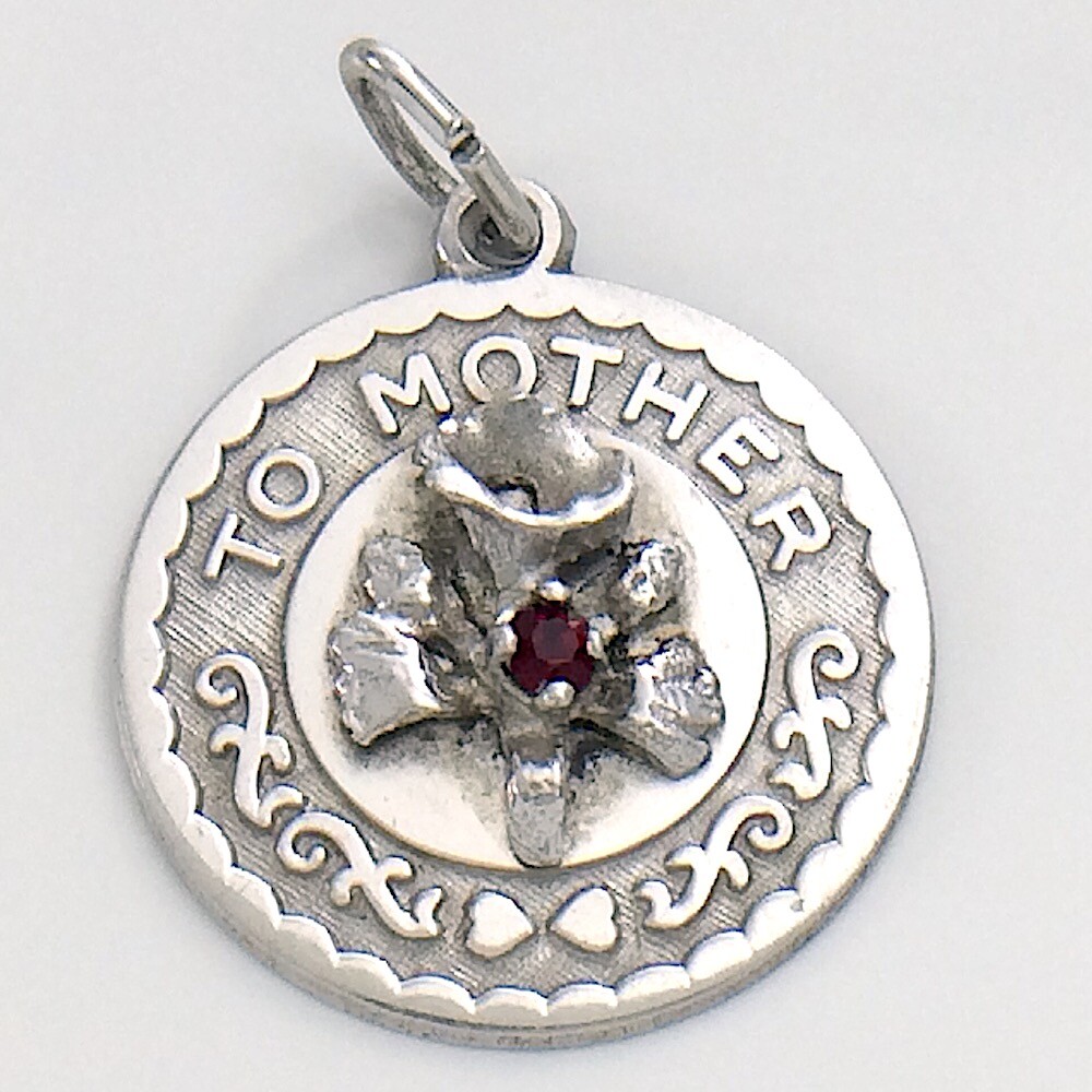Gift To Mother Mom Flower Sterling Silver Pendant Charm 2.2g 0.75in I968