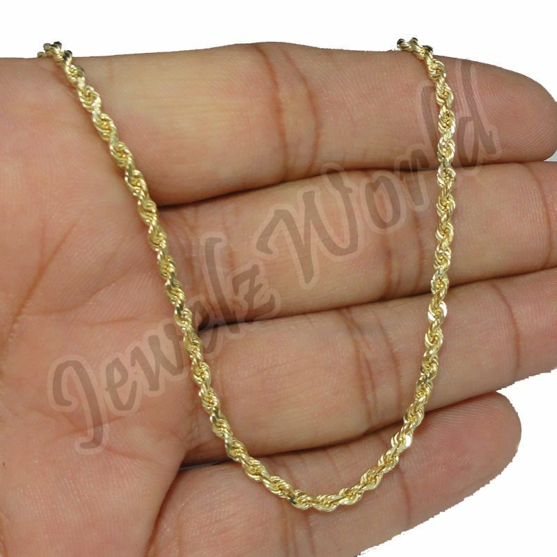 10K Yellow Gold Santa Muerte Grim Reaper Holy Death Pendant & 2.5mm Rope Chain