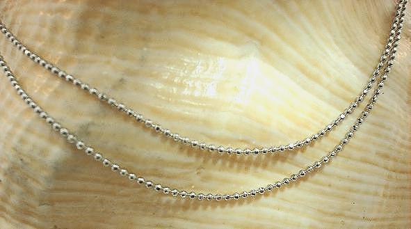 1MM ITALIAN SOLID 925 STERLING SILVER DIAMOND CUT DC BEAD CHAIN NECKLACE 18″