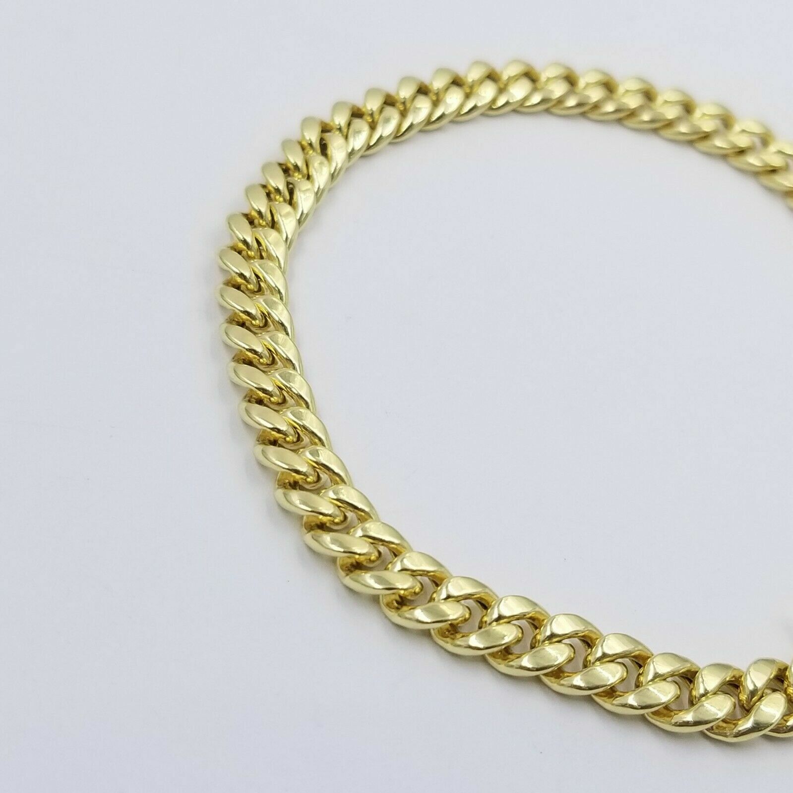 Real 10K Yellow Gold Miami Cuban Bracelet 6mm Box Lock Link Men Women 7.5 Inch