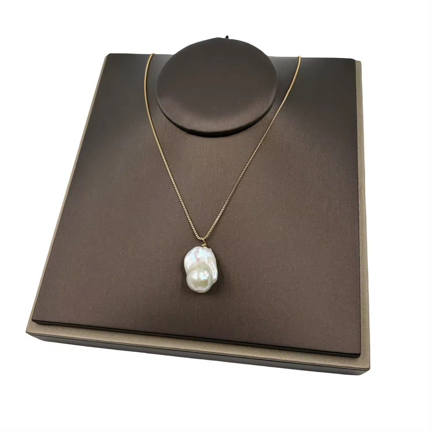 Cultured Baroque Pearl 18k Plated Box Chain Necklace in Gift Box – Real Pearls