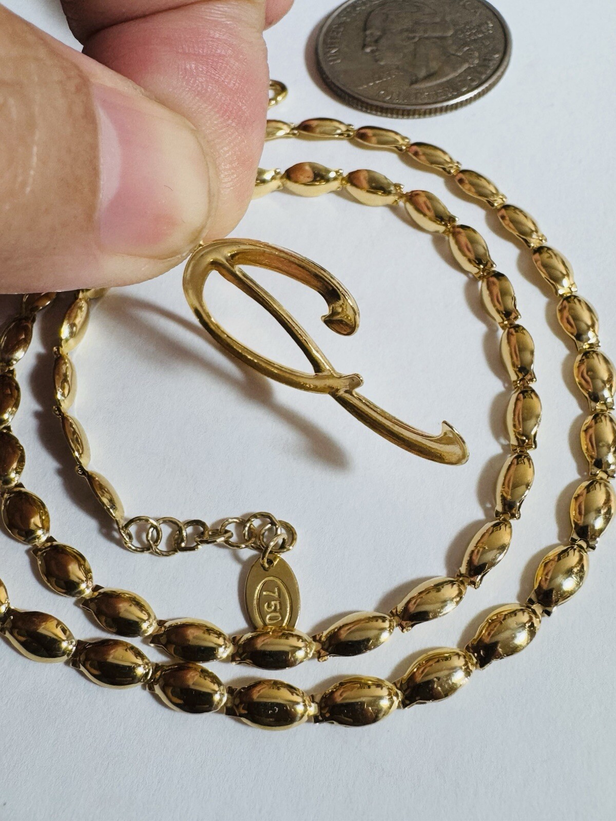 18K 750 Genuine Gold Chain Oval Link P Necklace 17”/18” Long 9.5g 3.5mm