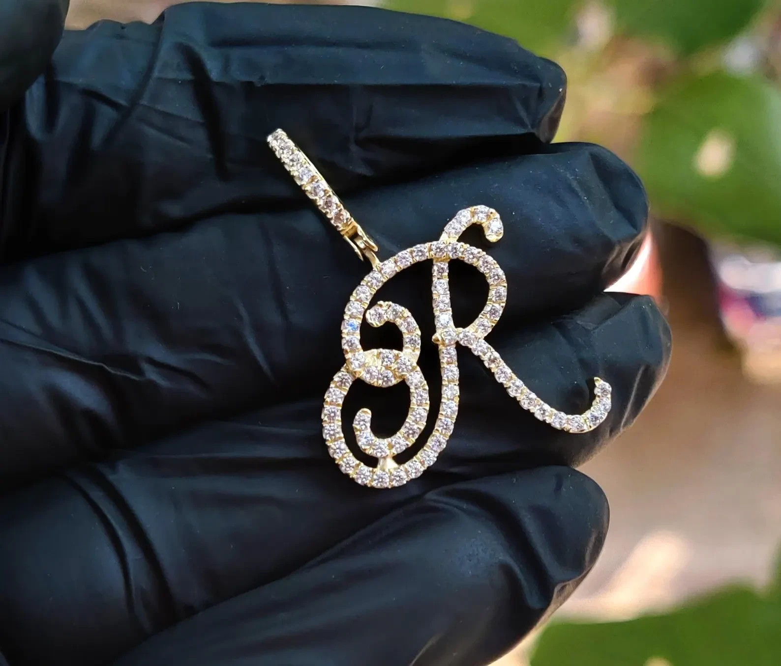 3Ct Round Lab-Created Diamond Initial “R” Letter Pendant 14K Yellow Gold Plated