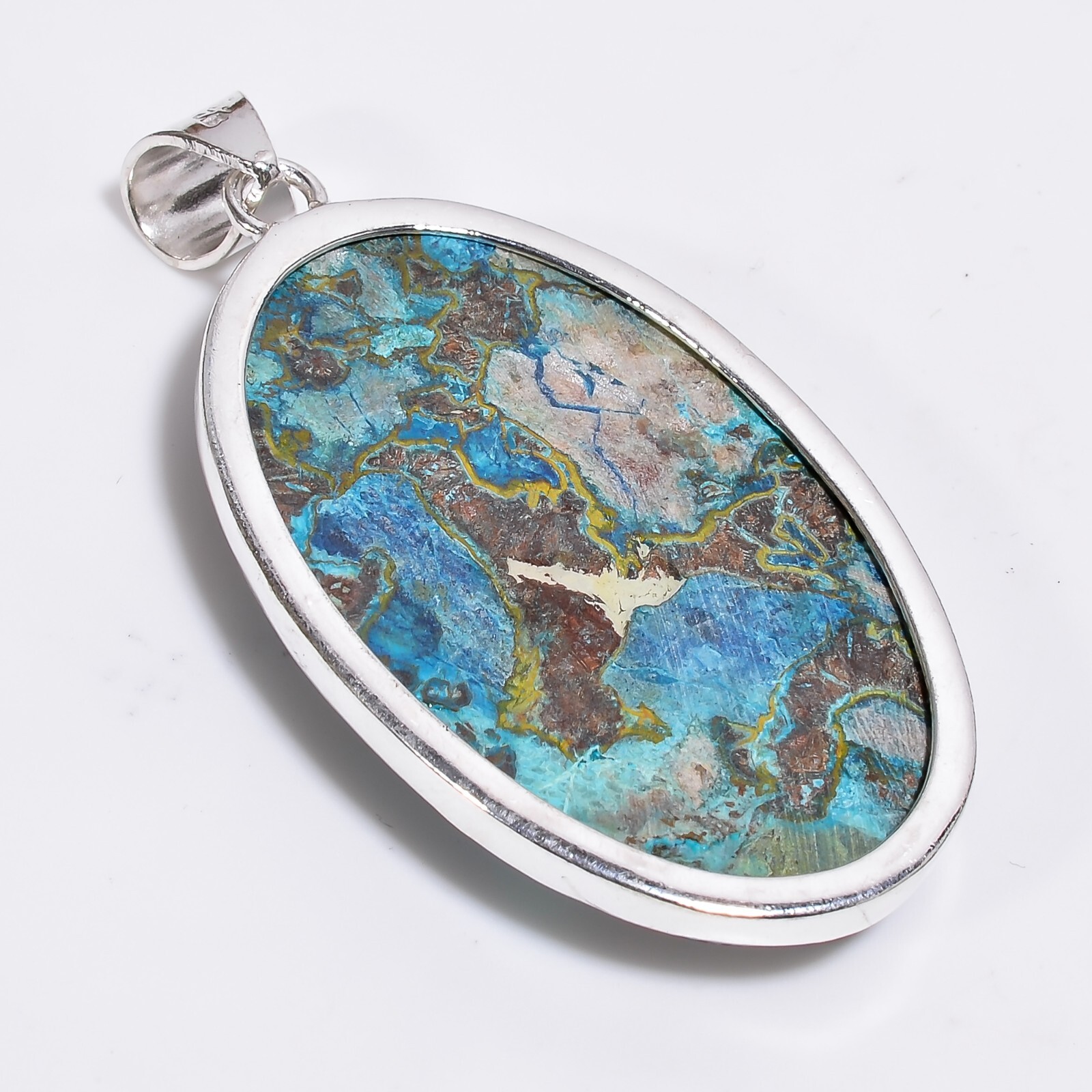 Shattukite Multicolor Gemstone Pendant 925 Sterling Silver Handmade Gift PG286