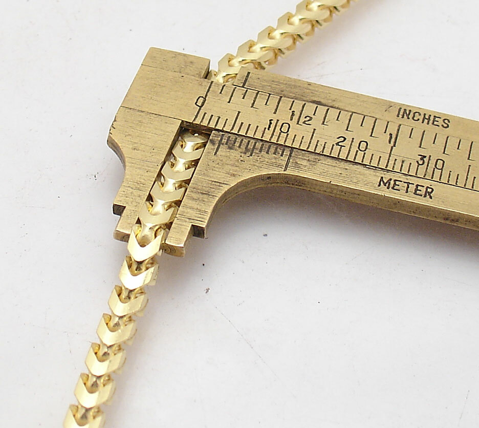 4mm Italian Mens Franco Chain Necklace Solid 14K Yellow Gold Plated 925 Silver