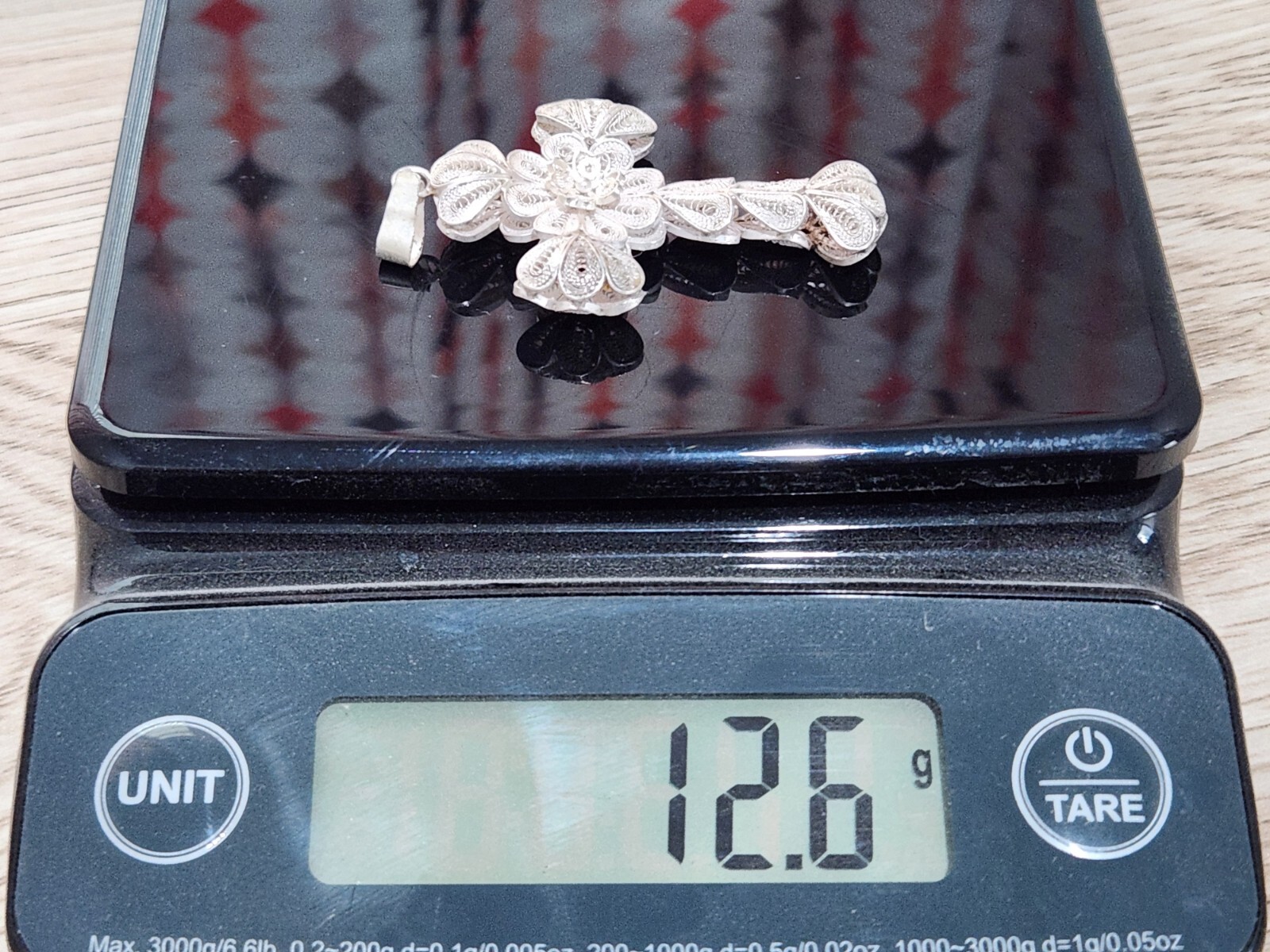 2.25″ Sterling Silver Spanish Lace Style 2 Layer Cross Flower Center